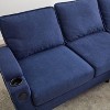 VASIP Blue 3-Seat Storage Sofa Bed with Ottoman - L-Shaped Sectional Couch for Small Spaces, Compact Apartment Living Room Furniture - 2 of 4