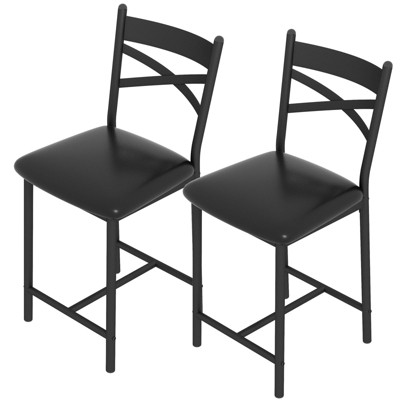 Bar Stools Set of 2, 22.4" Modern Counter Height Barstool With High Back and Metal Footrest, Upholstered Stools Bar Chairs for Dining Room Kitchen Bar