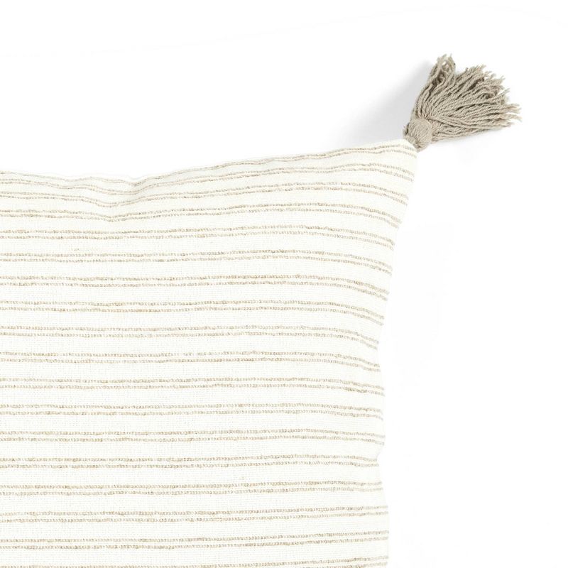 20&#34;x20&#34; Oversize Pinnacle Striped Square Throw Pillow Taupe/White - Lush D&#233;cor, 4 of 5
