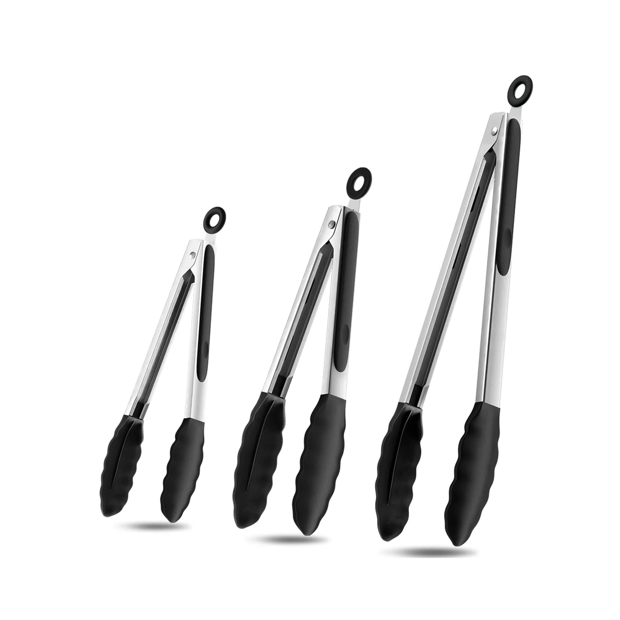 MOVSSOU Kitchen Tongs Set with Silicone Tips Stainless Steel Heat Resistant