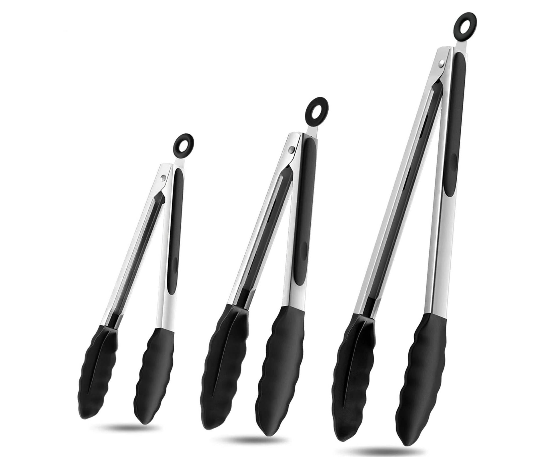 MOVSSOU Kitchen Tongs Set with Silicone Tips Stainless Steel Heat Resistant