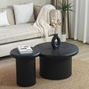 Vynxaria Round Fluted-Leg Coffee Tables - Modern Dual Table Set for Living Room - 3 of 4
