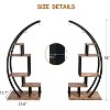 Acekool Large 5-Tier Plant Stand, Semi-Circular Metal and Wood Display Shelf with Hooks, Corner Indoor Outdoor Organizer, 56 Inch, Set of 2 - 4 of 4