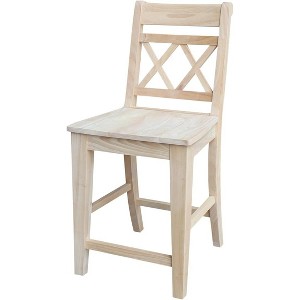 International Concepts Canyon Collection Counter Height Double X-Back  Stool - 24" Seat Height - 1 of 4