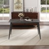 Okak Dining Table 55.12"/62.99"  Modern Artificial Stone Dining Table with Black Metal Leg for 6 People for Kitchen, Dining Room, Office - 3 of 4