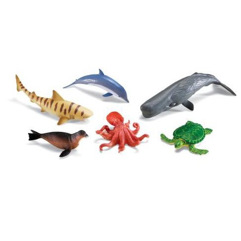 Learning Resources Jumbo Ocean Animals I Octopus, Whale, Shark, Sea Turtle,  Seal, and Dolphin, 6 Animals