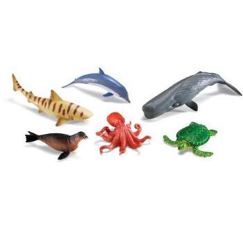 Learning Resources Jumbo Ocean Animals I Octopus, Whale, Shark, Sea Turtle, Seal, and Dolphin, 6 Animals