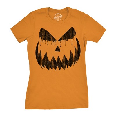 Womens Weeping Wendell Pumpkin T Shirt Funny Halloween Jack O Lantern Horrifying Smile Tee For Ladies - Crazy Dog Women's T Shirt