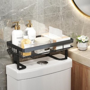 Over The Toilet Storage, 1 Tier Punch-Free Above Toilet Shelves Multifunctional Bathroom Storage Cabinet Back of No Drilling Installation - 1 of 4