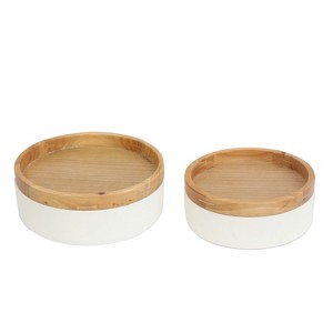VIP Metal 11 in. White Round Canisters with Top Set of 2 - 1 of 2