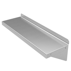 COZONY Wall Mounted Stainless Steel Shelf with Hooks, Kitchen Storage Organizer Rack with Backsplash for Pots Pans and Utensils - 1 of 4