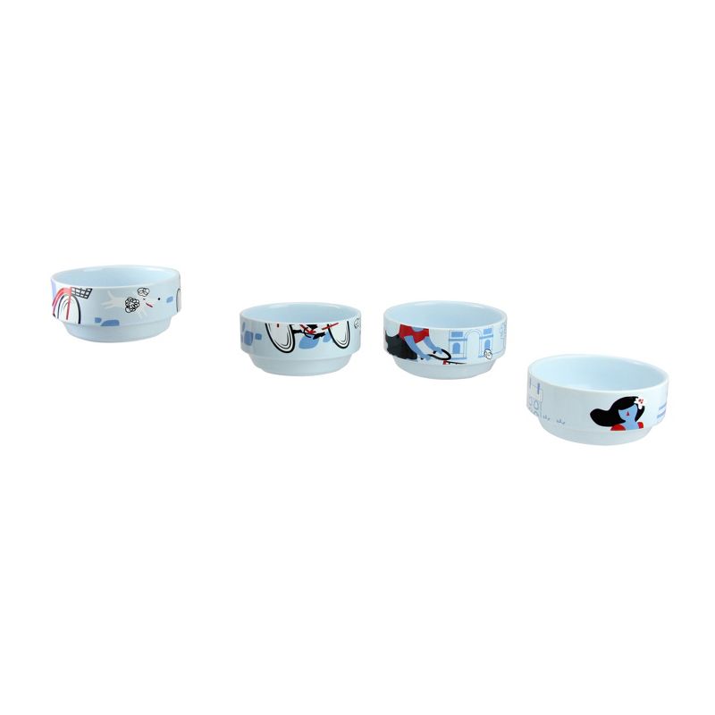 Wild Eye Set of 4 French Parisian Experience Stacking Bowls 7" - Blue, 3 of 5