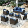 7-Piece Outdoor Rattan Sofa Set, All-Weather Wicker Conversation Group with Coffee Table for Patio and Garden - 2 of 4