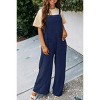 Coolmee Women's Casual Jumpsuits Front Pocket Loose Overalls One Piece Sleeveless Wide Leg Long Pant Rompers - 2 of 3