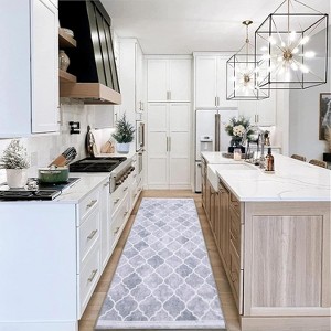 Machine Washable Area Rug with Rubber Backing - Boho Geometric Low Pile Rug, Foldable for Living Room, Bedroom, Guest Room - 1 of 4