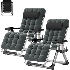 Docred Zero Gravity Chair with Cushion, Cup Holder & Headrest for Lawn, Patio & Pool – Standard & Oversized, Single & 2-Pack Options - 1 of 4