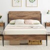 Queen Bed Frame w/Walnut Headboard & Footboard - Heavy Duty Metal Platform, 12.6" Storage, No Box Spring Needed, Easy Assembly - 3 of 4