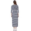Coolmee Women Hoodies Maxi Dress Casual 3/4 Sleeve Tunic Dress Slim Hooded Sweatshirts Dress with Pocket - 3 of 4