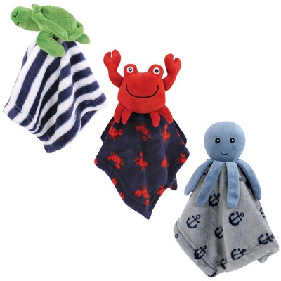 Hudson Baby Infant Boy Animal Face Security Blanket, Sea Creatures, One Size