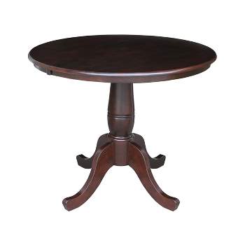 36" Round Top Pedestal Dining Table Dark Brown - International Concepts