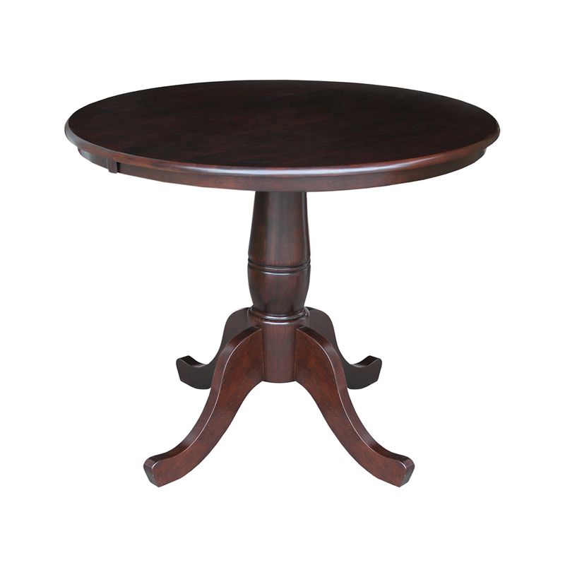 36&#34; Round Top Pedestal Dining Table Dark Brown - International Concepts, 1 of 5