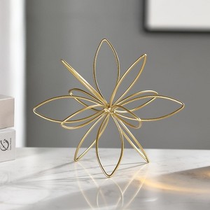 Aoibox Gold Metal Floral Tabletop Sculpture, Abstract Decorative Ball for Home Decor, Elegant Sphere Accent Piece - 1 of 4