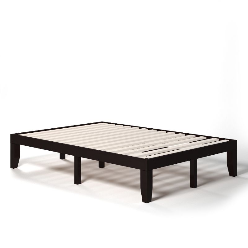 Costway Full Size 14'' Wooden Bed Frame Mattress Platform Wood Slats Support EspressoNatural, 1 of 11