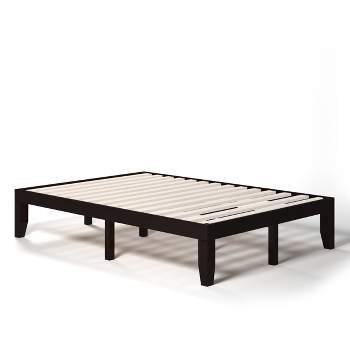 Costway Full Size 14'' Wooden Bed Frame Mattress Platform Wood Slats Support EspressoNatural