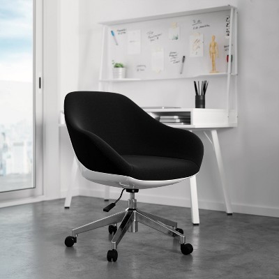 Modern Swivel Task Chair with Padded Seat and Adjustable Height - Black