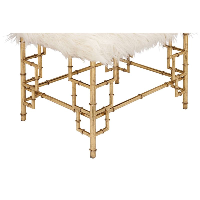 Modern Faux Fur Stool Gold - Olivia &#38; May, 4 of 6
