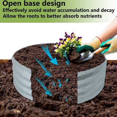24.25" Silver Galvanized Metal Round Raised Garden Bed Planter