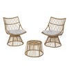 Outdoor Chair and Table Set with Beige Cushion, Light Brown Faux Rattan and Iron Frame for Balcony, Porch or Compact Garden Space-Cuddlewood - 2 of 4