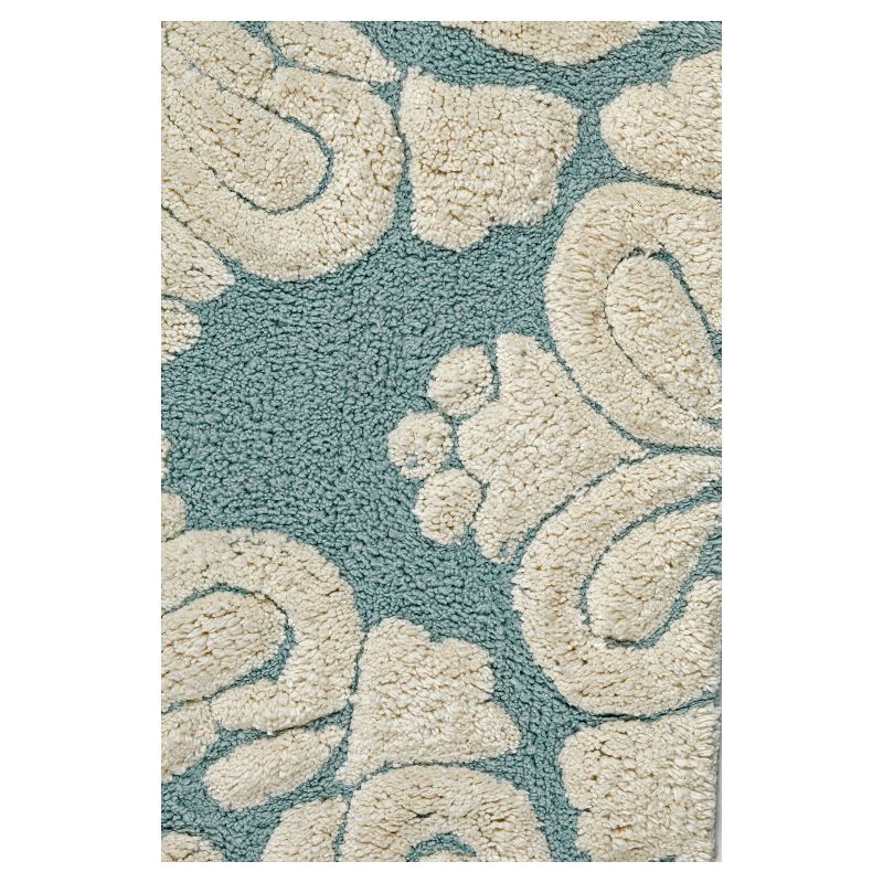 2pc Medallion Collection 100% Cotton Bath Rug Set Blue/Natural - Better Trends, 2 of 12