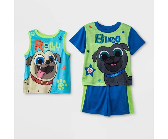 Toddler Boys' 3pc Puppy Dog Pals Poly Pajama Set - Green/Blue 2T