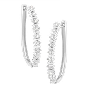 Haus of Brilliance Silver 1/4 cttw Miracle-Set Round-Cut Diamond Hoop Earring - 1 of 4