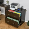 Vinsetto 2-Drawer File Cabinet with Lock and Keys, Vertical Storage Filing Cabinet with Hanging Bar for Letter Size, Home Office, Espresso - 3 of 4
