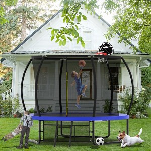 Whisen Outdoor Pumpkin Trampoline with Safety Enclosure Net, Foam Padded Poles, W-Shaped Legs, Balance Bars - 1 of 4