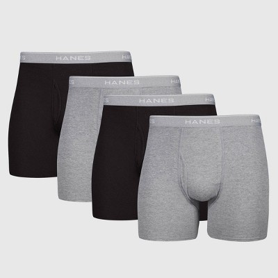 Hanes Men's Black/Grey Boxer Briefs, 3 Pack 