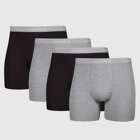 Hanes Men's Cotton Boxer Brief Underwear Super Value Pack, Black/Grey,  10-Pack