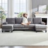 Mjkone 110"U-Shaped Sectional Couches,Chenille Upholstered Large 4-Seater Sofa with Double Chaises and Sleepable Armrests - 3 of 4