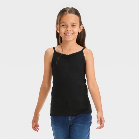 Girls' Lace Trim Cami Tank Top - Cat & Jack™ Black XL