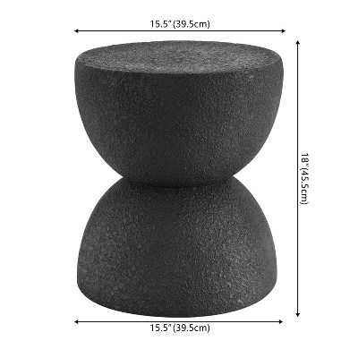 Greta Black Polyresin 18" Mid-Century Modern Drum Accent Table