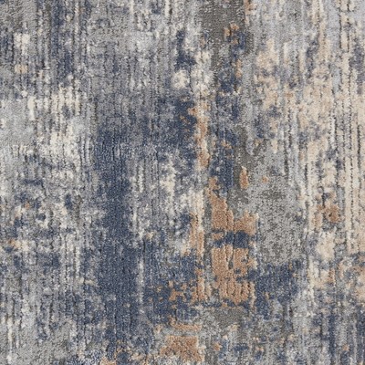 Handmade Grey and Beige Abstract Synthetic Area Rug 26" x 7"