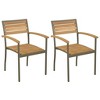 vidaXL Patio Dining Chairs-2 pcs Stackable Outdoor Seating in Solid Acacia Wood and Powder-Coated Steel for Garden, Terrace, and Patio Use - 2 of 4