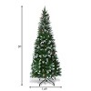 Tangkula 5'Artificial Pencil Christmas Tree Snow Flocked Tree w/ Pine Cones and Metal stand - 4 of 4