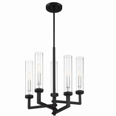 Folsom Matte Black and Chrome 5-Light Chandelier