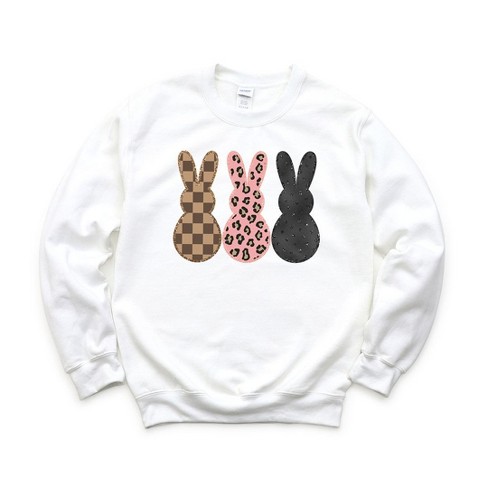 Simply Sage Market Women's Graphic Sweatshirt Triple Bling Bunnies  - S - White - image 1 of 3