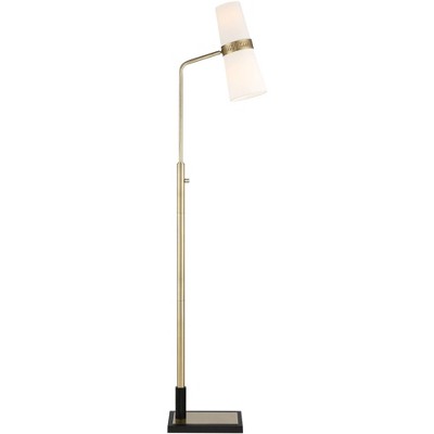 Possini Euro Design Possini Euro Cartwright Antique Brass and Black Chairside Arc Floor Lamp