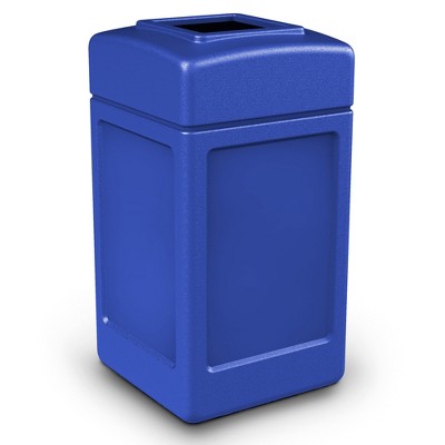 Commercial Zone 732101 Open-Top Indoor/Outdoor Square 42 Gallon Large Waste Trash Container Bin, Blue