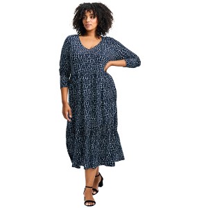 Avenue Women's Plus Size Nylah Tiered Knit Dress - 1 of 4